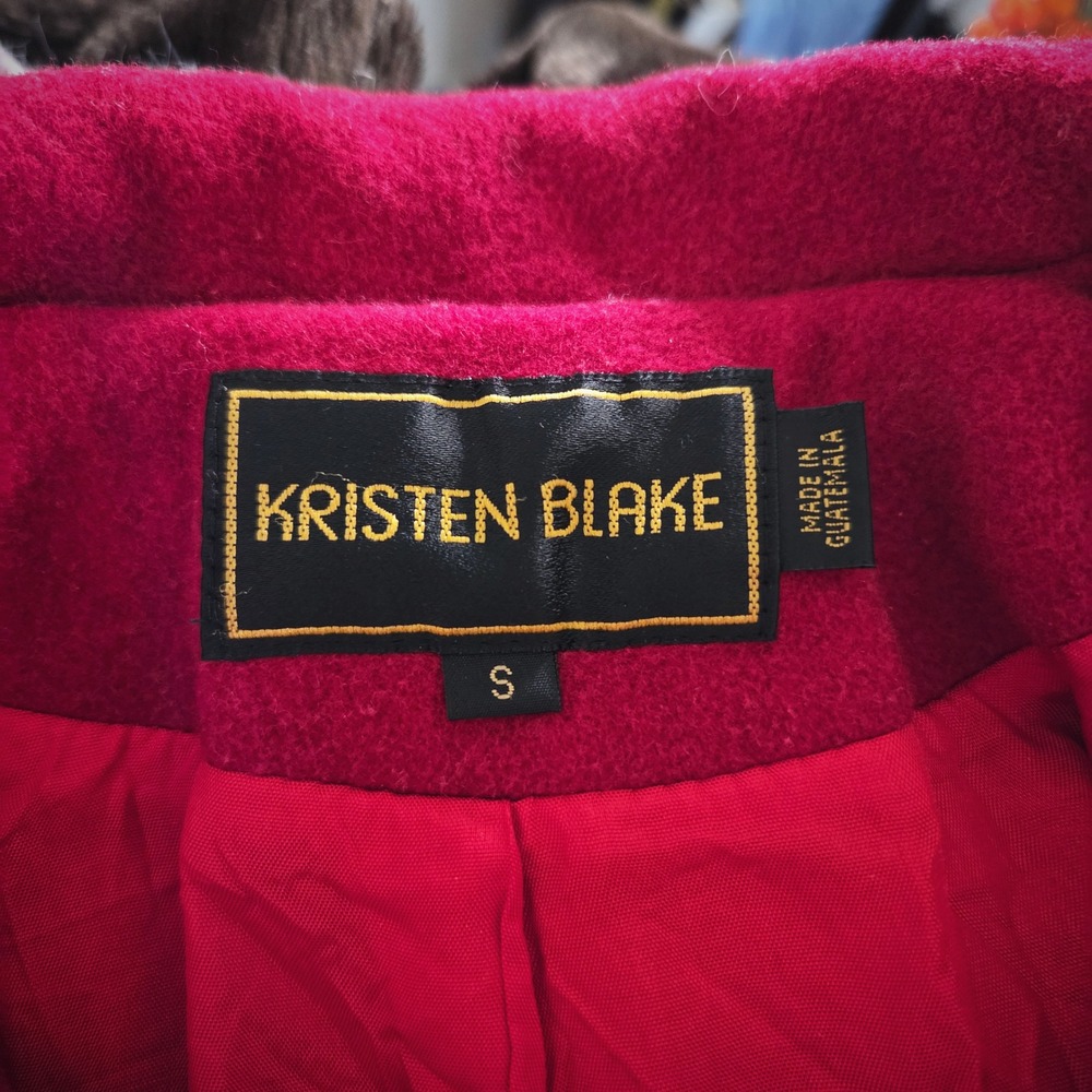 Kristen Blake Pea Coat Jacket Vintage 90s Red Wool Blend 70s Style Womens Small - Picture 8 of 8